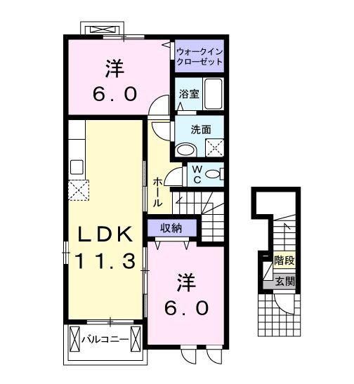 プリムラ(2LDK/2階)の間取り写真