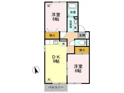 ドルチェ・グランメールB(2DK/1階)の間取り写真