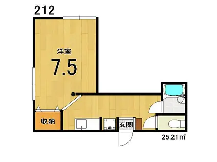 スクリーン3233(1K/2階)の間取り写真