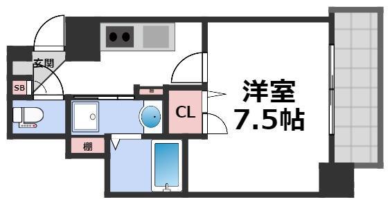 PARK HILLS 今里 NOA(1K/6階)の間取り写真