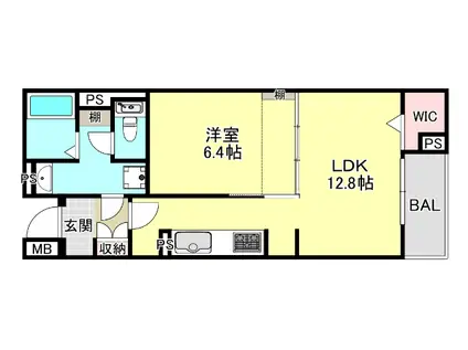 グランヴィル芦屋西(1LDK/2階)の間取り写真