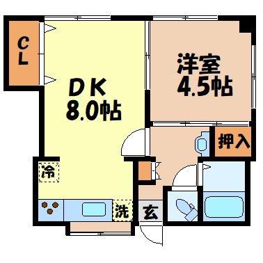 グリーンマンション網場I(1DK/3階)の間取り写真