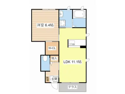 キャッスルズノース(1LDK/1階)の間取り写真