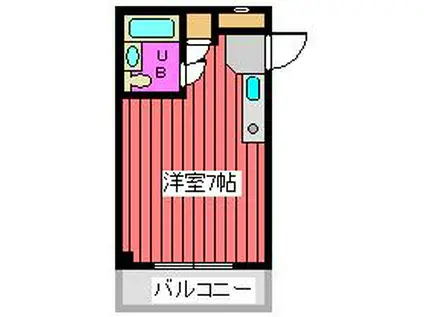 ルームふじ(ワンルーム/2階)の間取り写真
