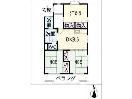 氏神前ヤマチハイツ(3DK/3階)の間取り写真