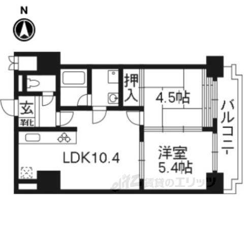 ライオンズマンション京都河原町第2(2LDK/10階)の間取り写真