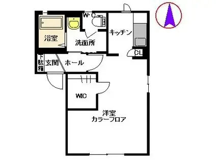 ラビアンローズIII B棟(1K/1階)の間取り写真