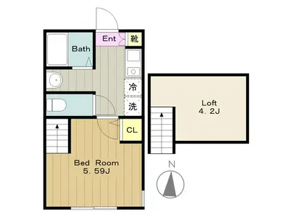 ヴェントゥーノ(1K/1階)の間取り写真