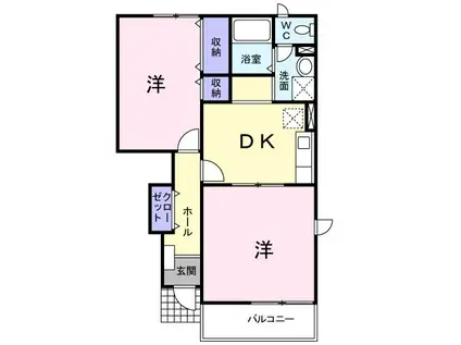 ドムス・アミーゴI(2DK/1階)の間取り写真