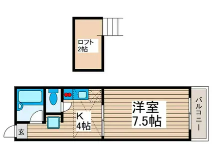 スターロッジ 1号棟(1K/2階)の間取り写真