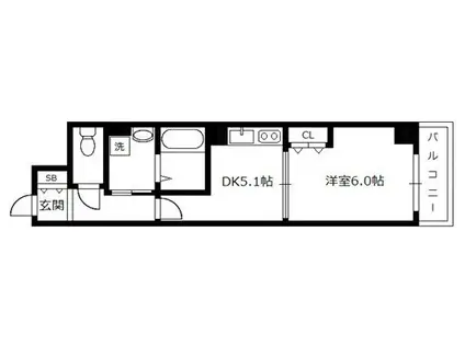 BACCHUS神戸ウエスト(1DK/4階)の間取り写真
