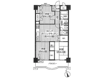 フジマンション第2(3LDK/3階)の間取り写真