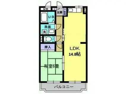 駒西ハイツ I(1LDK/1階)の間取り写真