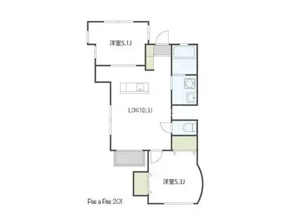 PAS A PAS(2LDK/2階)の間取り写真