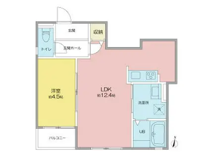 昭和区下構町アパート(1LDK/2階)の間取り写真