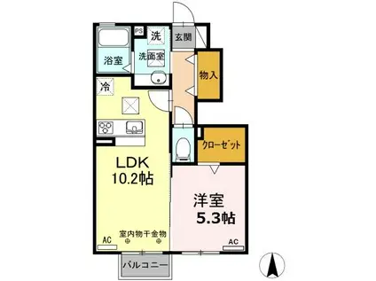 よつ葉館・蒼い館・まほろ館・ほくと館 ほくと館(1LDK/1階)の間取り写真