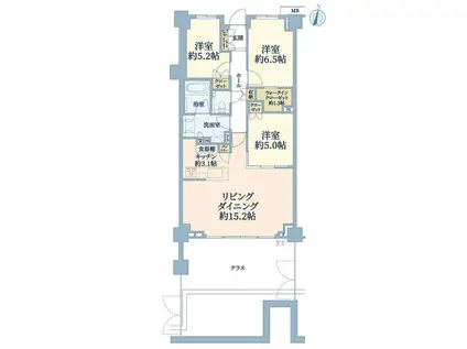 パークホームズ吉祥寺北グランヴィラ(3LDK/1階)の間取り写真