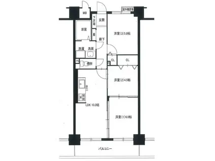 オレンジフラット(3LDK/2階)の間取り写真