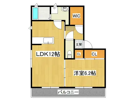 プラテリーアJ棟(1LDK/1階)の間取り写真
