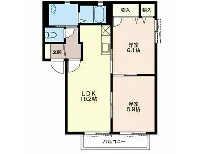 VILLAGE秋葉 A(2LDK/1階)の間取り写真