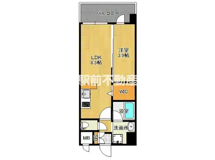 QUINTET MINAMI FUKUO(1LDK/4階)の間取り写真