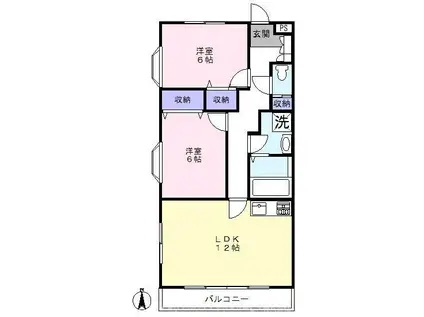 ラフィーヌ・ジュネスII(2LDK/1階)の間取り写真