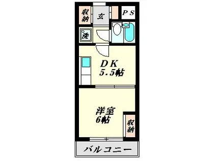 イチカワ1987(1DK/2階)の間取り写真