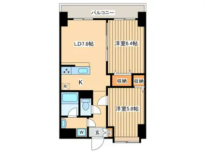 パルテンザA棟(2LDK/2階)の間取り写真