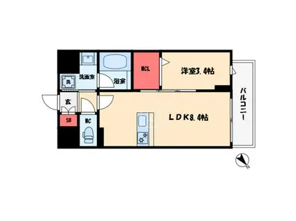 サザンクレストなんば南(1LDK/10階)の間取り写真