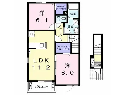 アフロディーテ(2LDK/2階)の間取り写真