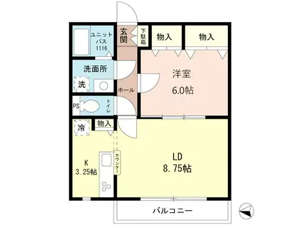 マンダリーノ(1LDK/2階)の間取り写真