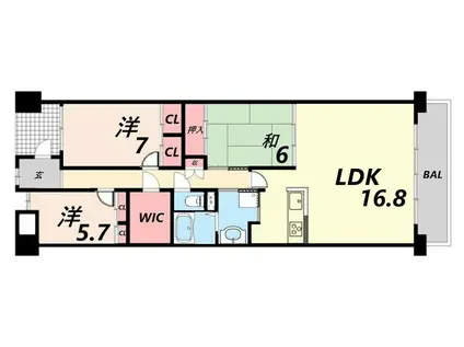 キャッスルコート飯田(3LDK/3階)の間取り写真