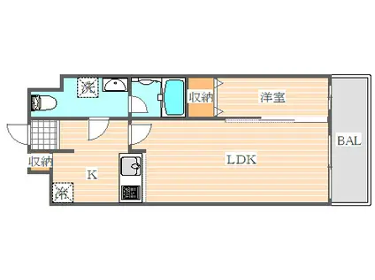 グランフォーレプライム天神東(1LDK/7階)の間取り写真