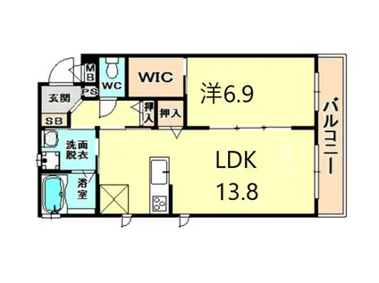 BEREO北竹谷(1LDK/2階)の間取り写真