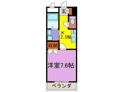 メゾンエルシオン(1K/2階)の間取り写真