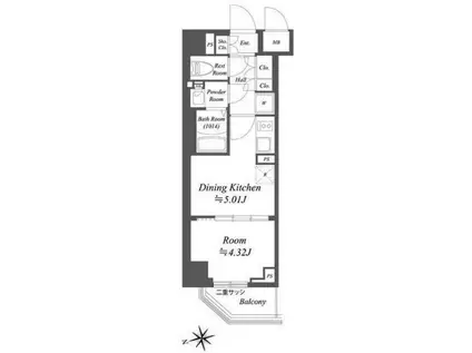 ブランシエスタ荻窪(1DK/3階)の間取り写真