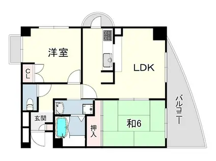 オーズコート(2LDK/6階)の間取り写真