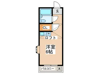 コーポアメニティI(ワンルーム/2階)の間取り写真