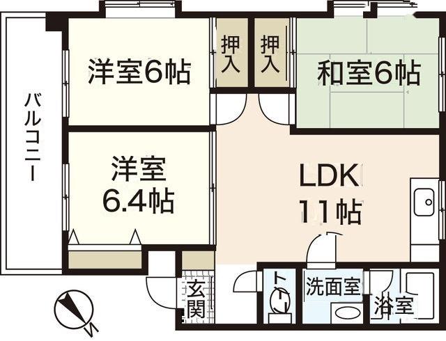 11KAWAI(3LDK/2階)の間取り写真