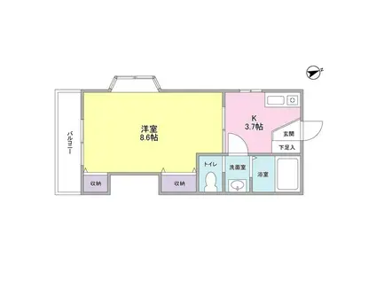 フラット・きどころII(1K/2階)の間取り写真