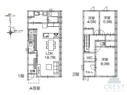 グランメゾンクレスト三吉I(3LDK/1階)の間取り写真
