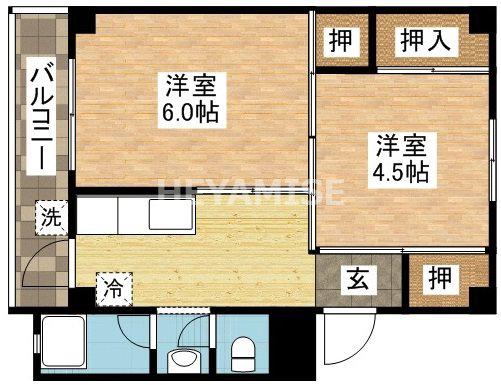 ビレッジハウス末石1号棟(2K/2階)の間取り写真