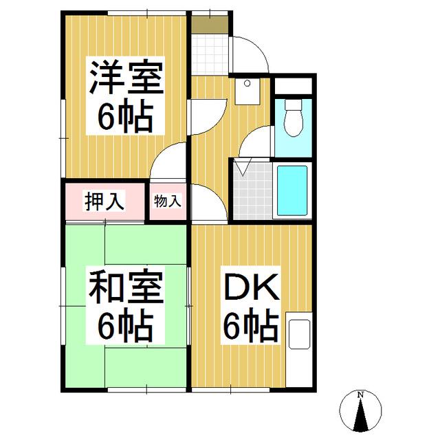 ハイツエトランゼみこと川 A(2DK/1階)の間取り写真