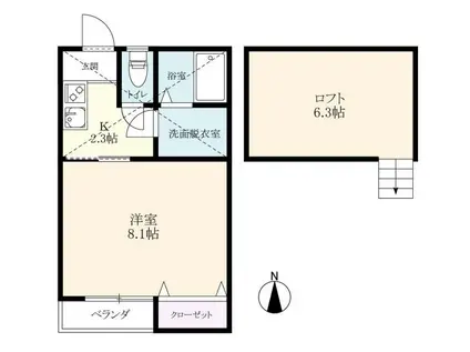 サフィール小城(1K/2階)の間取り写真