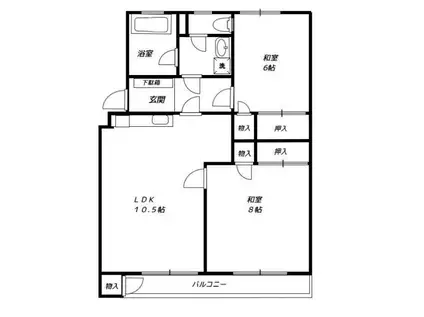 大久保マンション(2LDK/2階)の間取り写真