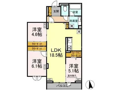 ラ・ペッシュ(3LDK/3階)の間取り写真