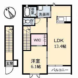 フルール東川口(1LDK/2階)の間取り写真