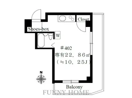 パークヒルズ(ワンルーム/4階)の間取り写真