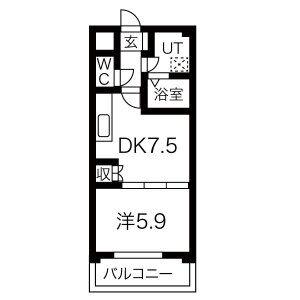 アスペン(1DK/1階)の間取り写真