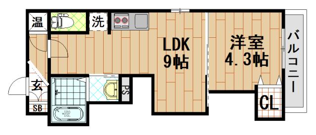 GRANDIR近江堂(1LDK/3階)の間取り写真